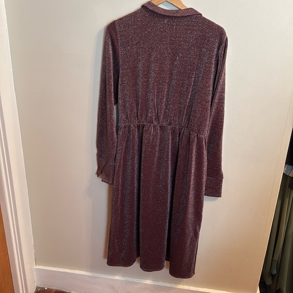 NWT Lane Bryant Burgundy Metallic Faux Wrap Dress - Picture 6 of 7